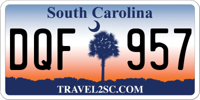 SC license plate DQF957