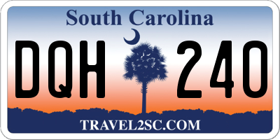 SC license plate DQH240