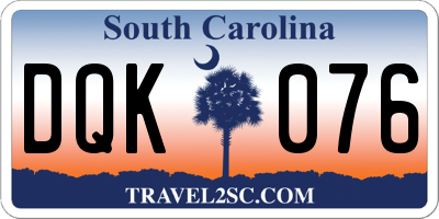 SC license plate DQK076