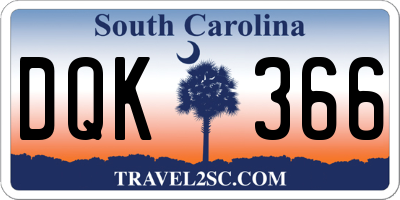 SC license plate DQK366