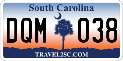 SC license plate DQM038