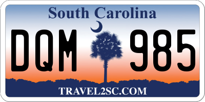 SC license plate DQM985