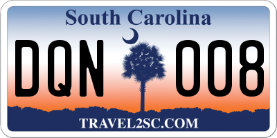 SC license plate DQN008