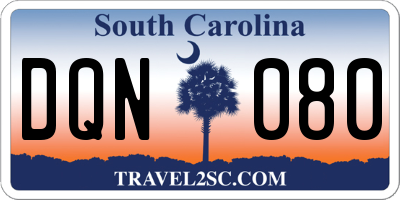 SC license plate DQN080