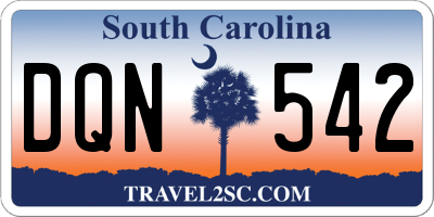 SC license plate DQN542