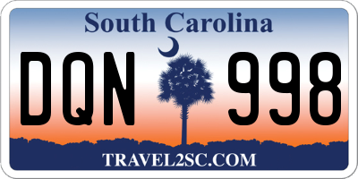 SC license plate DQN998