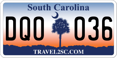 SC license plate DQO036