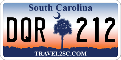 SC license plate DQR212