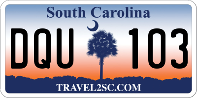 SC license plate DQU103