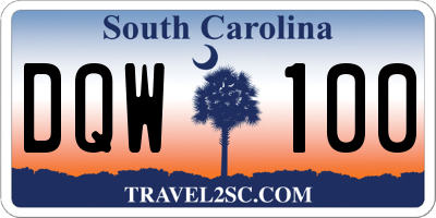SC license plate DQW100