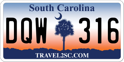 SC license plate DQW316