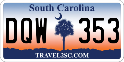 SC license plate DQW353