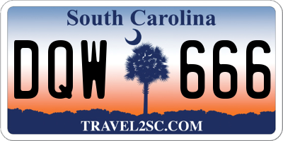 SC license plate DQW666