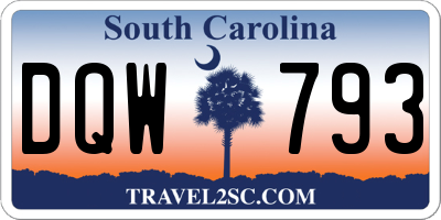 SC license plate DQW793