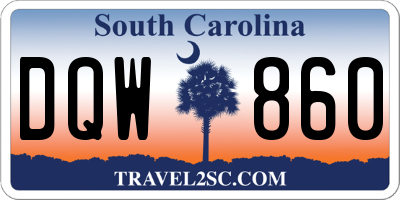 SC license plate DQW860
