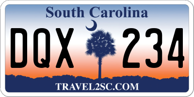 SC license plate DQX234