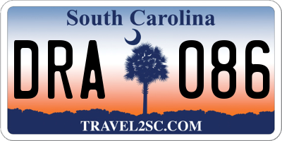 SC license plate DRA086