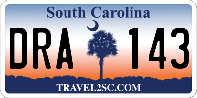 SC license plate DRA143