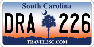 SC license plate DRA226
