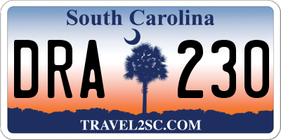SC license plate DRA230