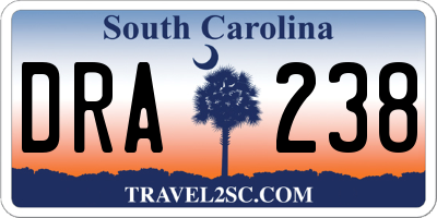 SC license plate DRA238
