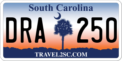 SC license plate DRA250