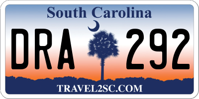 SC license plate DRA292