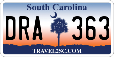 SC license plate DRA363