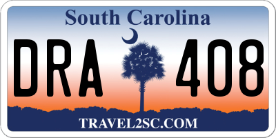 SC license plate DRA408