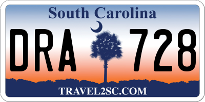SC license plate DRA728