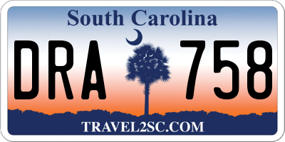 SC license plate DRA758