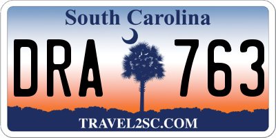 SC license plate DRA763