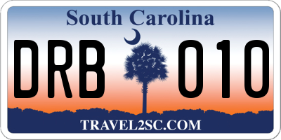 SC license plate DRB010