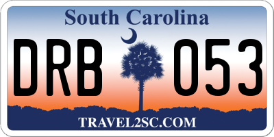 SC license plate DRB053