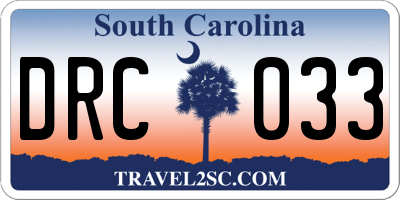 SC license plate DRC033