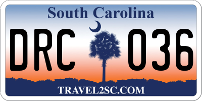 SC license plate DRC036