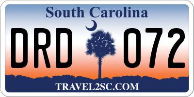 SC license plate DRD072