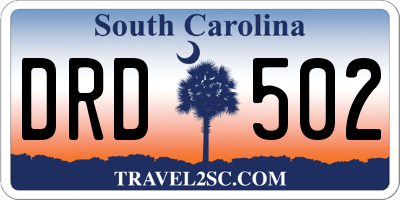 SC license plate DRD502