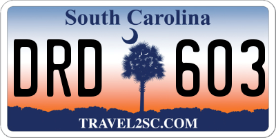 SC license plate DRD603