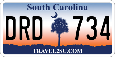 SC license plate DRD734