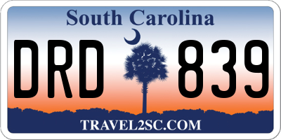 SC license plate DRD839