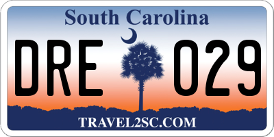 SC license plate DRE029