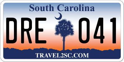 SC license plate DRE041