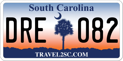 SC license plate DRE082