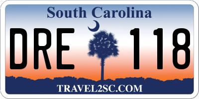 SC license plate DRE118