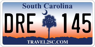 SC license plate DRE145