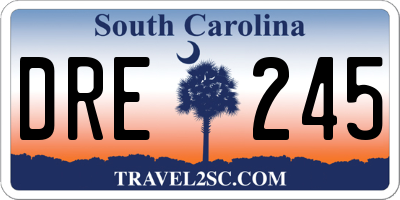 SC license plate DRE245