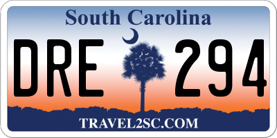 SC license plate DRE294