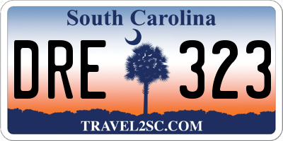 SC license plate DRE323