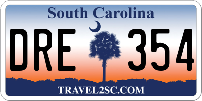 SC license plate DRE354